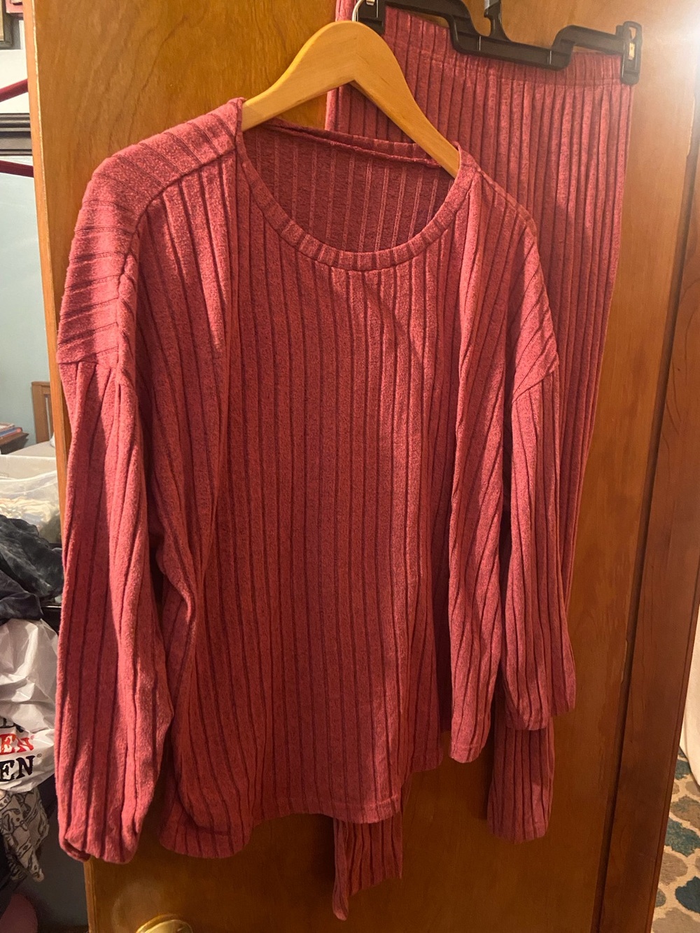 SHEIN Rust Ribbed Long Sleeve Top and Legging Set Size 1X